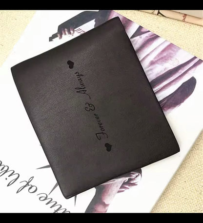 Portefeuille photo personnalisé pour hommes, portefeuille à deux volets gravé personnalisé, cadeau de fête des pères pour papa de fille garçon